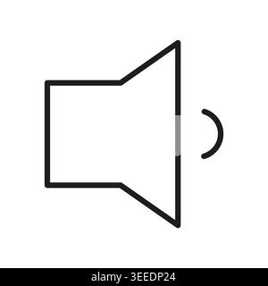 Minimalist low volume speaker icon vector. Ideal for modern mobile interface design and multimedia sound setting buttons. EPS 10. Stock Vector