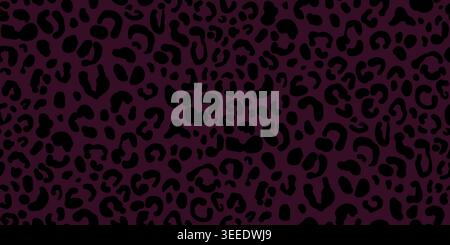 Seamless pattern wild cat skin, black spots on burgundy, snow leopard spots isolated Stock Vector