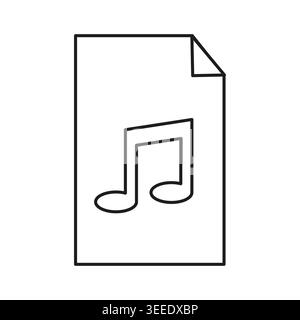 Music file document outline symbol illustration Vector. Perfect for digital media player applications and audio content interfaces. Stock Vector