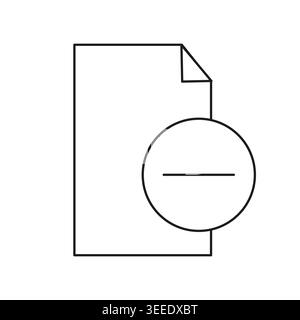 Minimalist delete document line icon vector. Graphic is perfect for modern cloud storage interface and database file apps ui. Stock Vector