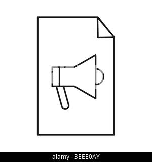 Document megaphone icon for announcement news marketing Vector. Ideal for branding web design app UI and social media. Stock Vector