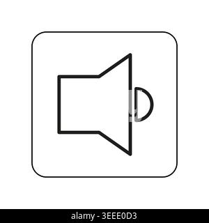 Speaker sound volume icon set in square frame vector. Perfect for mobile app interface and digital multimedia control design. Stock Vector