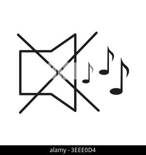 Mute speaker icon with musical notes vector. This graphic is perfect for mobile application interface design and media. Stock Vector