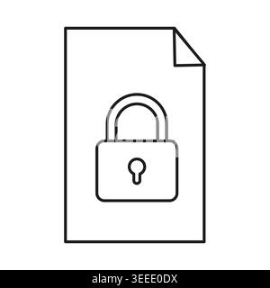 Secured document file icon showing a padlock vector. Excellent for user interface designs and important data privacy protection presentations. Stock Vector