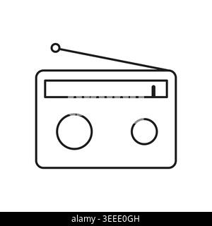 Retro radio icon with antenna vector. This graphic is perfect for minimalist media apps and retro broadcasting designs now. Stock Vector
