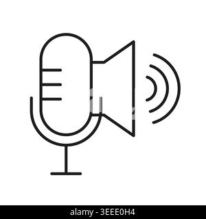 Minimal microphone and speaker audio vector. Excellent choice for podcasting branding and mobile app user interface design. Stock Vector
