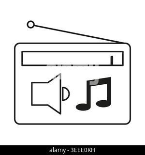 Radio icon with antenna and music note symbol vector This graphic is ideal for streaming layouts and digital audio projects Stock Vector