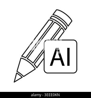 Artificial intelligence design pencil icon vector. This graphic is perfect for tech blogs and creative software interfaces. Stock Vector