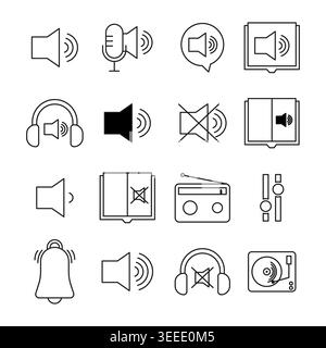 Audio sound and music player line icon vector. High quality assets for modern mobile software and website interface design. Stock Vector