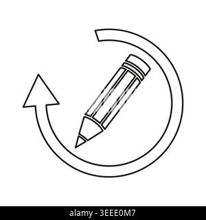Pencil refresh update content icon vector. Perfect for website redesigns document editing tools and application interfaces. Stock Vector