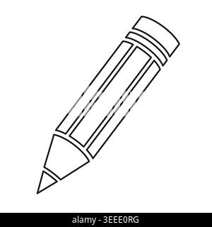 Minimalist pencil line art illustration vector. Ideal for educational mobile apps creative branding and ui design projects. Stock Vector