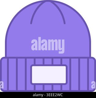Colored Beanie Icon. Vector Drawing. Warm Headwear. Fashion and Clothing Concept Stock Vector
