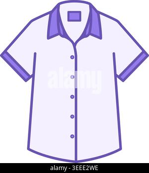 Colored Icon Short Sleeve Shirt. Vector Illustration. Clothes with Collar and Buttons. Fashion Concept Stock Vector
