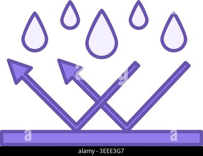 Colored Waterproof Textiles Icon. Vector Illustration. Material Treated To Repel Water, Fabric. Material Characteristics Concept Stock Vector
