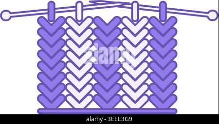 Colored Knitted Icon. Vector Illustration. Textile Material, Thread Weave. Knitting, Pattern, Fabric. Material Characteristics Concept Stock Vector