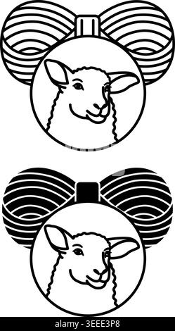 Wool Icons. Black and White Vector Illustrations. Skein of Thread and Sheep. Material Characteristics Concept Stock Vector