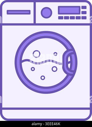 Colored Machine Wash Icon. Vector Illustration. Washing Clothes in Washing Machine. Sticker, Label. Concept Characteristics of Material Stock Vector