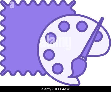 Purple Colored Fabric Icon. Vector Illustration. Fabric Sample and Color Palette. Colored Textile, Cotton. Sticker, Label. Material Characteristics Co Stock Vector