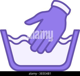 Colored Hand Wash Laundry Icon. Vector Illustration. Gentle Care For Delicate Fabrics. Items Are Swept Only by Hand in Water With a Temperature of Up Stock Vector