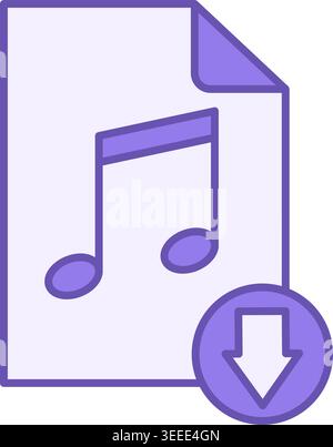 Colored Music File Icon. Vector Illustration. File Containing Sound Recording. Musical Note. Music Concept Stock Vector