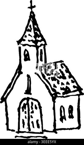 Hand Drawn Wedding Church Vector Illustration Stock Vector
