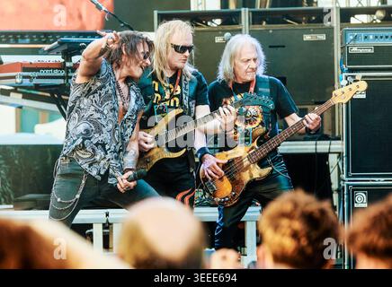 Rock band performing during the Festum Varadinum cultural festival in Oradea, Romania 2026 Stock Photo