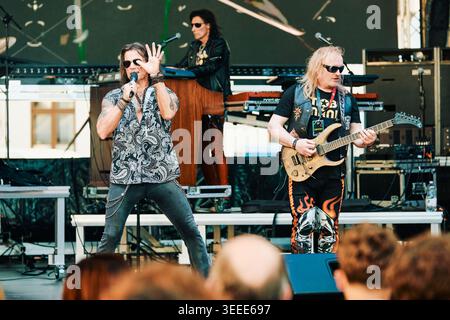 Rock band performing during the Festum Varadinum cultural festival in Oradea, Romania 2026 Stock Photo