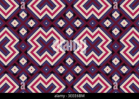 Boho ethno geometric seamless pattern, rhythmic symmetry and tribal-inspired abstract background, textured surface Stock Photo