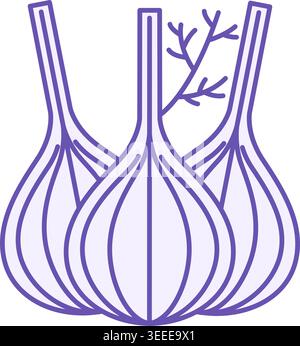 Fennel Color Icon. Vector Icon of Natural and Organic Products. Vegetarian food. Vegetables Concept Stock Vector
