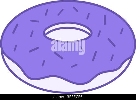 Colored Donut Icon. Vector Illustration. Round Fried Bakery Product with Icing. Tasty Food. Fast Food Concept Stock Vector