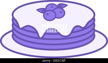 Colored Pancakes Icon. Vector Illustration. Fried Round Flatbreads with Sour Cream and Blueberries. Tasty Food. Fast Food Concept Stock Vector