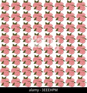 Composition of pink roses. Seamless pattern. Vector illustration. Stock Vector