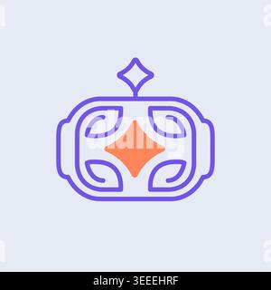 Robot logo, lineart illustration for Artificial assistant. Vector design for technology branding, chatbot mascot, helper identity. Stock Vector