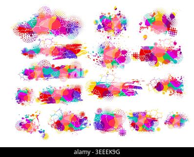 set colored isolated blots on white background. Hand drawn. Not AI, vector illustration. Stock Vector