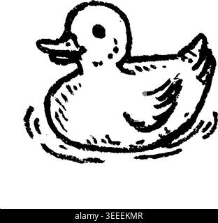 Hand Drawn Rubber Ducky Vector Drawing Stock Vector
