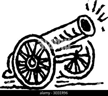 Hand Drawn Circus Cannon Vector Illustration Stock Vector