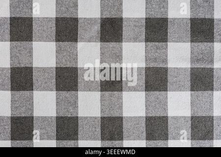 Gray White Checkered Fabric Texture Background Stock Photo