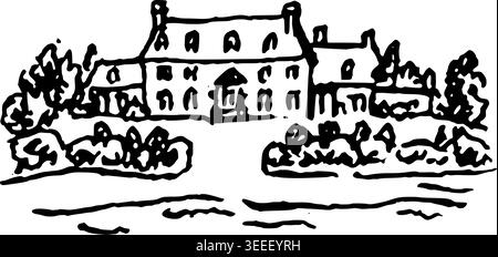 Hand Drawn Wedding Mansion Vector Illustration Stock Vector
