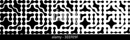 Connected organic shapes pattern with fade effect. Vanishing meta balls wallpaper. Amorphous forms texture. Linked liquid drops, neurons, molecules or cells background. Vector graphic illustration. Stock Vector
