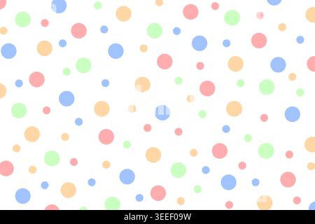 Colorful dots background. Pastel polka dot print. Trendy confetti pattern. Birthday party concept. Happy vibes theme. Abstract minimalist wallpaper. Wrapping paper design. Vector flat illustration. Stock Vector