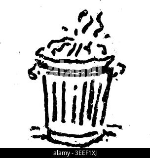 Hand Drawn Trash Can Vector Illustration Stock Vector