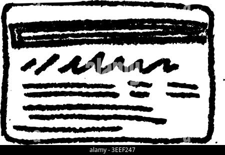 Hand Drawn Library Card Vector Line Art Stock Vector