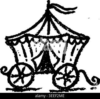 Hand Drawn Circus Wagon Cart Vector Drawing Stock Vector