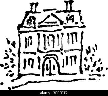Hand Drawn Wedding Estate Two Vector Drawing Stock Vector