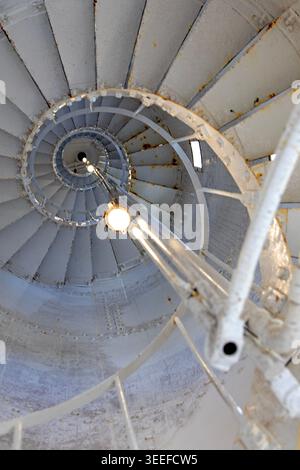 Spiral staircase inside Currie Lighthouse, King Island Stock Photo