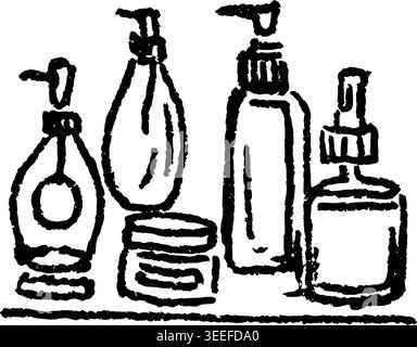 Hand Drawn Beauty Bottles Vector Drawing Stock Vector
