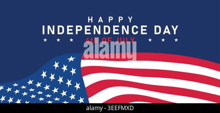 Happy 4th of July typography design with American flag illustration Background Stock Vector
