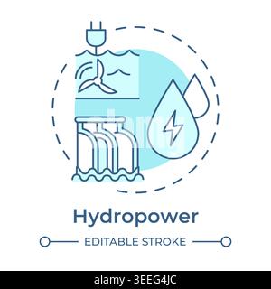 Hydropower soft blue concept icon Stock Vector