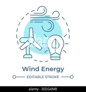 Wind energy soft blue concept icon Stock Vector