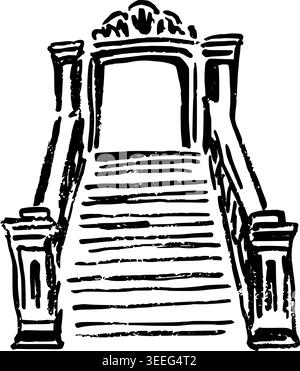 Hand Drawn Grand Staircase Vector Drawing Stock Vector